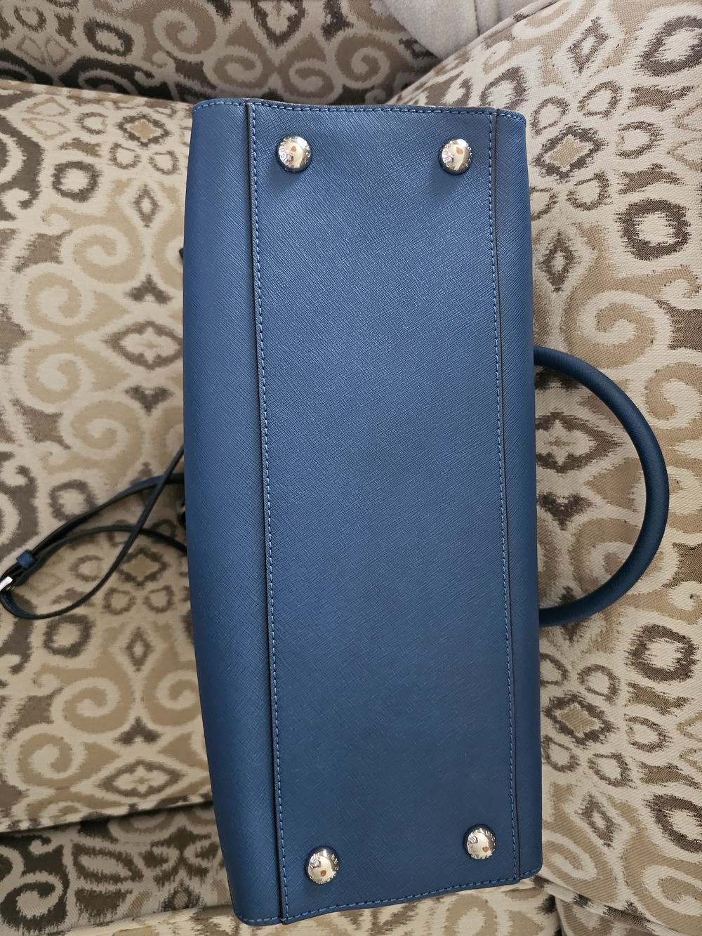 Michael Kors Blue Leather Satchel with Silver Hardware - Picture 10 of 14